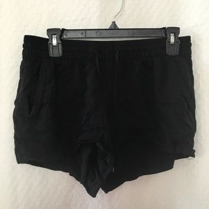 Black Linen Blend Shorts